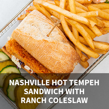 Nashville hot tempeh sandwich with ranch coleslaw