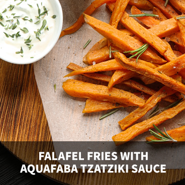Griffith Falafel Fries with Aquafaba Tzatziki Sauce
