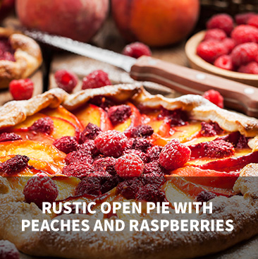 Griffith Rustic Open Pie with Peaches and Raspberries