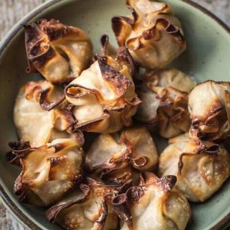 Jackfruit is used in crab rangoons to create a plant-based snack.