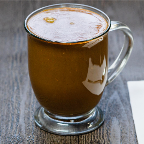 This “hot chocolate” has been fortified with health focused and sustainable ingredients like turmeric, black pepper, moringa powder and green banana powder.