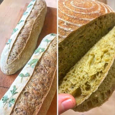 Sourdough bread made with veggies and moringa powder