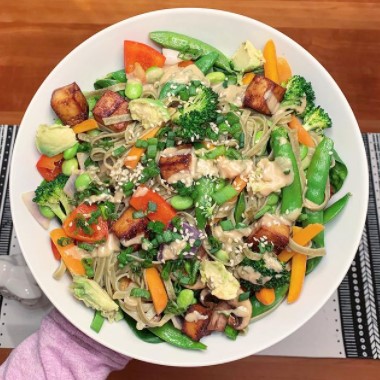 Stir fry made from Thai Brown Rice Noodles and Moringa Powder