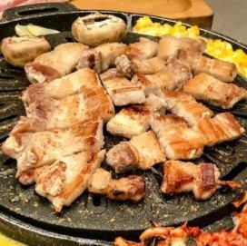 BBQ pork belly on a platter