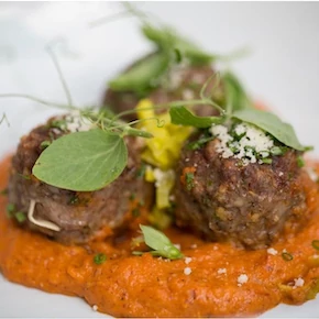 Spanish Style Lamb Meatballs with Romesco Sauce