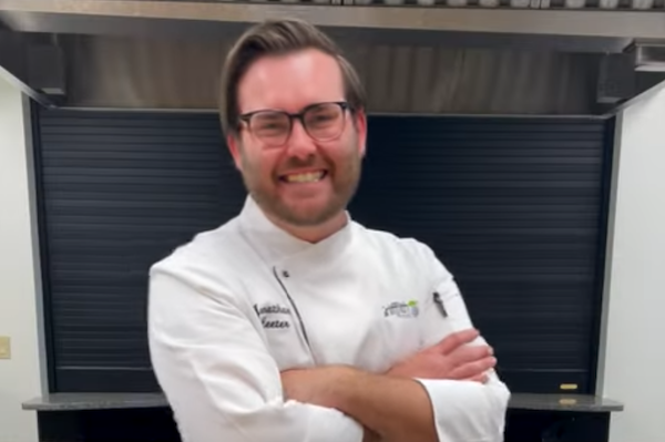 Chef Jonathan with his arms crossed, ready to show how to make sous vide pork carnitas.