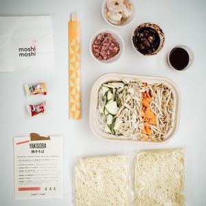 Ingredients and instructions needed to make Moshi Moshi's famous stir fry.