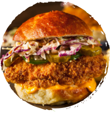The Griffith Foods StayCrisp coater helps this fried chicken sandwich maintain crunch, even after microwaving