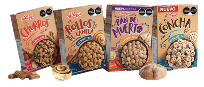 Boxes of Kellogg's cereal