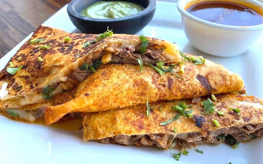 Birria Quesadillas made from Griffith Foods Birria de Jalisco Seasoning and obscure cuts of meat.