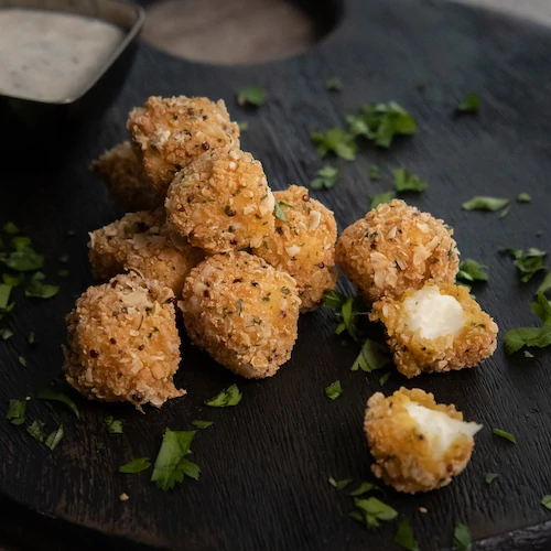 Fried halloumi bites made with Griffith Foods' superfood, ancient grain Creative Coating system.