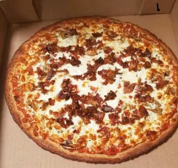 Pizza from Milano Pizzeria in Canada made with almond flour crust