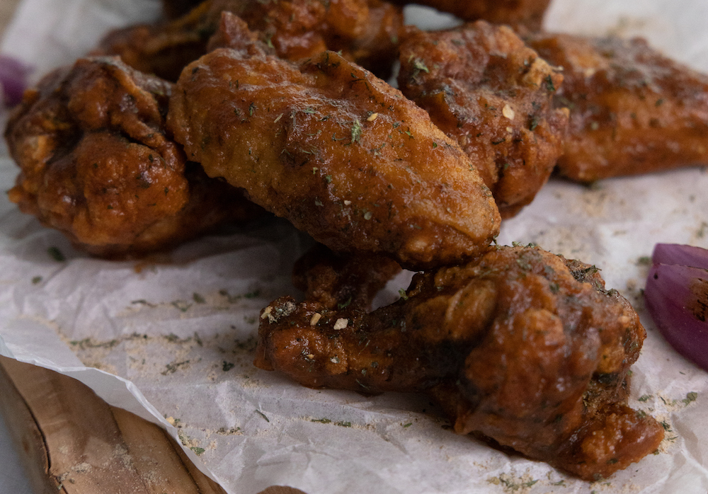 Chicken wings grilled and slathered with a pineapple glaze.