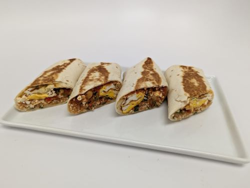 plate of shakshuka breakfast burritos