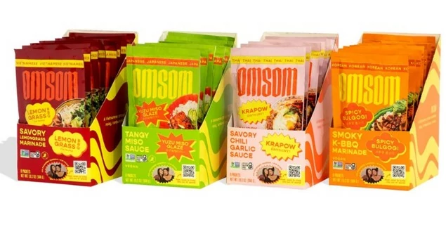 omsom seasoning packets in a variety of flavors