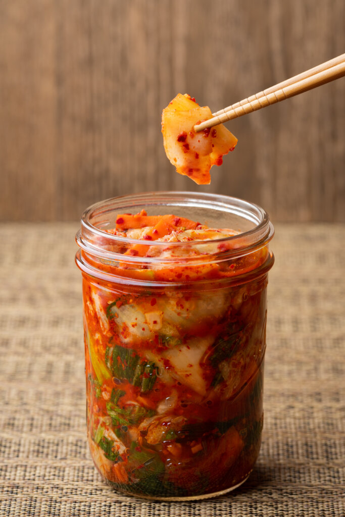 Homemade Kimchi in a Jar stock photo
