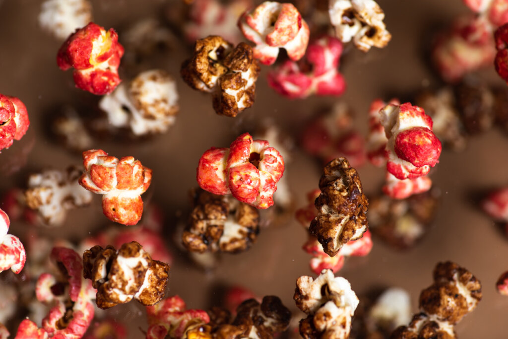 Sweet and spicy popcorn stock