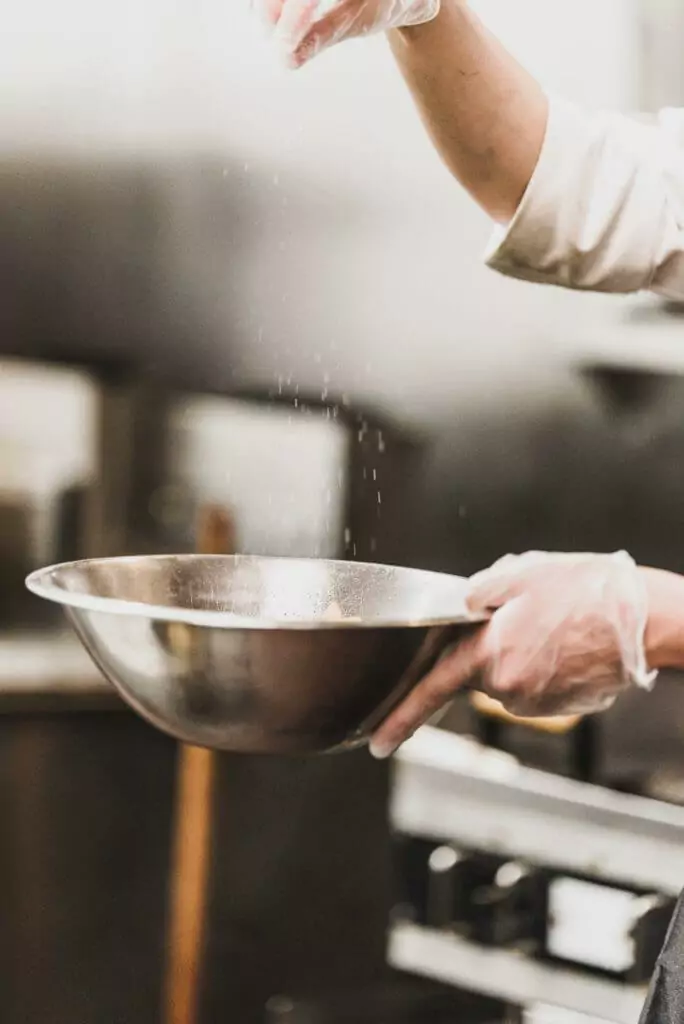 flour in metal bowl